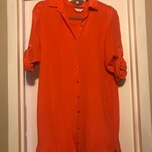 club monaco orange shirt dress